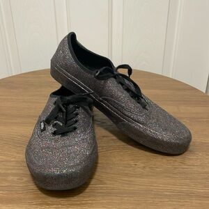 Vans Authentic (rainbow glitter/black), sz 10.5 women’s, 9 men’s.